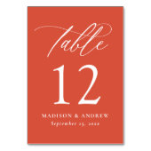 Moderne elegante Kalligrafie Verona Sunset Wedding Tischnummer (Rückseite)