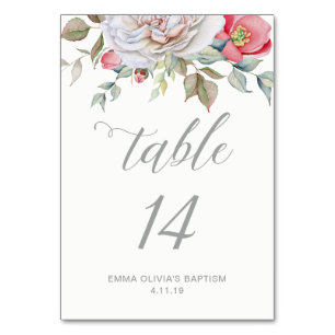 Moderne elegante Kalligrafie Zarte Blumenelement Tischnummer
