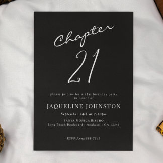 Moderne elegante Kalligraphie 21. Geburtstag Einladung
