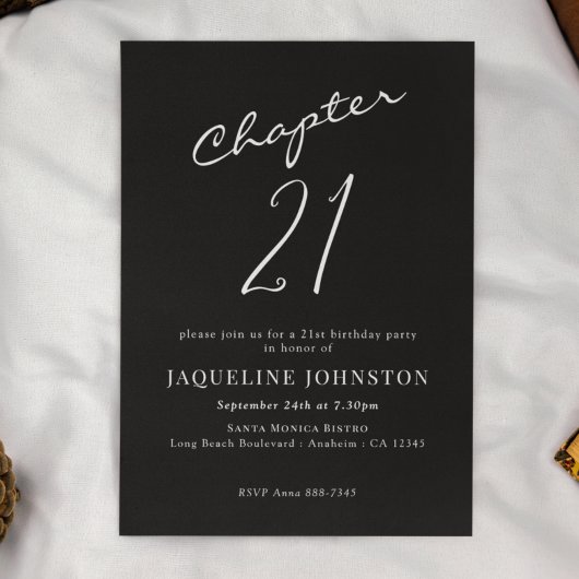 Moderne elegante Kalligraphie 21. Geburtstag Einladung