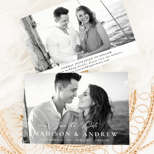 Moderne Elegante Kalligraphie 2 Foto Hochzeit Save The Date