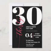 Moderne elegante Kalligraphie 30. Geburtstag Einladung (Vorderseite)