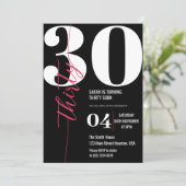 Moderne elegante Kalligraphie 30. Geburtstag Einladung (Stehend Vorderseite)