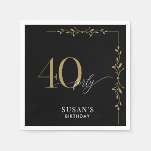 Moderne elegante Kalligraphie 40. Geburtstag Serviette