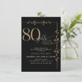 Moderne Elegante Kalligraphie 80. Geburtstagseinla Einladung (Stehend Vorderseite)