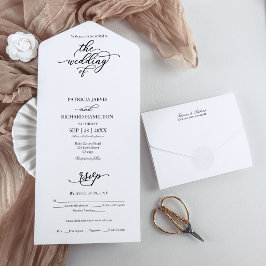 Moderne, elegante Kalligraphie - alles in einer Ei All In One Einladung