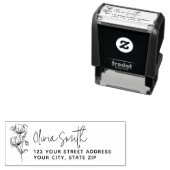 Moderne elegante Kalligraphie Blume Rücksendeadres Permastempel (Beispiel)