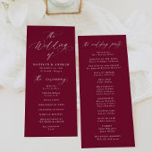 Moderne elegante Kalligraphie Burgundy Wedding Programm