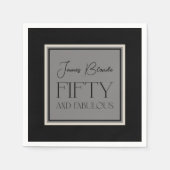 Moderne Elegante Kalligraphie Fifty & Fabulous Serviette (Vorderseite)