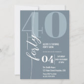 Moderne elegante Kalligraphie FORTY 40. Geburtstag Einladung (Vorderseite)