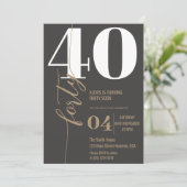 Moderne elegante Kalligraphie FORTY 40. Geburtstag Einladung (Stehend Vorderseite)