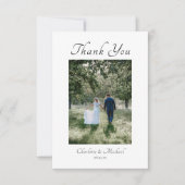 Moderne, elegante Kalligraphie-Foto Hochzeit Dankeskarte (Vorderseite)