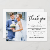 Moderne, elegante Kalligraphie-Foto Hochzeit Dankeskarte (Vorne/Hinten)