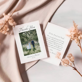 Moderne, elegante Kalligraphie-Foto Hochzeit Dankeskarte