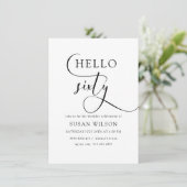 Moderne elegante Kalligraphie Hallo 60 Geburtstag Einladung (Stehend Vorderseite)