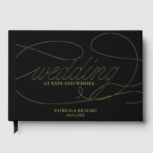 Moderne elegante Kalligraphie-Hochzeit Gästebuch (Vorderseite)