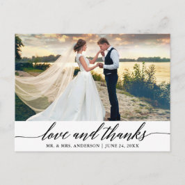 Moderne elegante Kalligraphie Hochzeit Liebe und D Postkarte