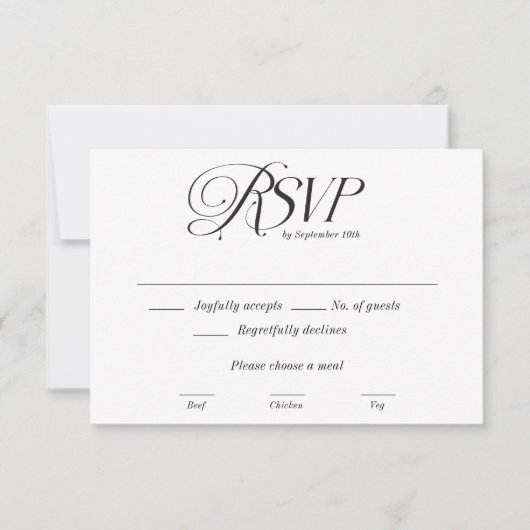 Moderne elegante Kalligraphie Hochzeit RSVP (Vorderseite)