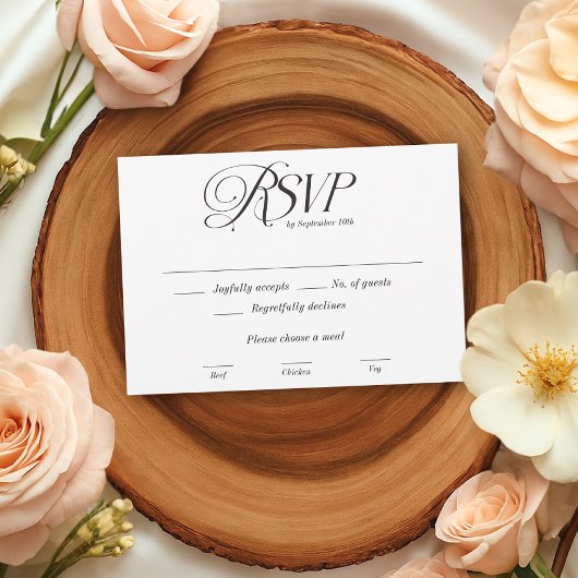 Moderne elegante Kalligraphie Hochzeit RSVP Karte