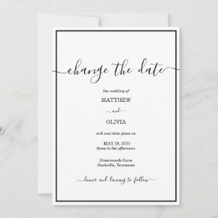 Moderne elegante Kalligraphie-Hochzeit Save The Date