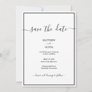 Moderne elegante Kalligraphie-Hochzeit Save The Date