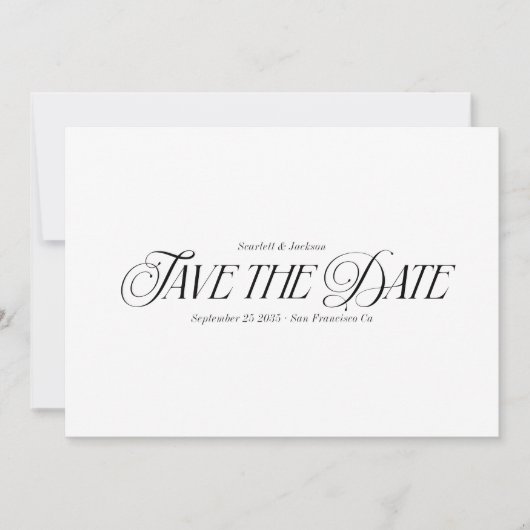Moderne elegante Kalligraphie-Hochzeit Save The Date (Vorderseite)