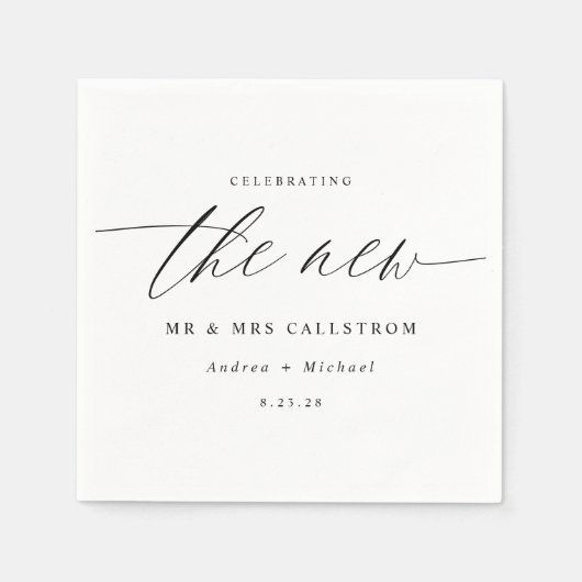 Moderne elegante Kalligraphie-Hochzeit Serviette (Vorderseite)