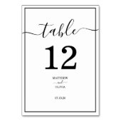 Moderne elegante Kalligraphie-Hochzeit Tischnummer (Vorderseite)