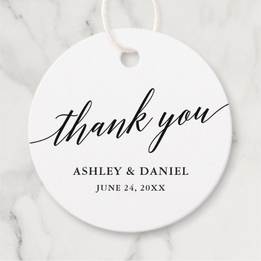 Moderne elegante Kalligraphie Hochzeit Vielen Dank Geschenkanhänger (Vorderseite)