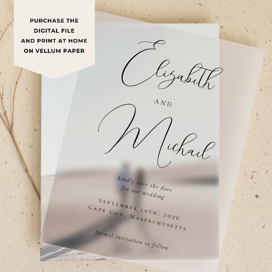 Moderne elegante Kalligraphie Hochzeitsdruckbar Save The Date