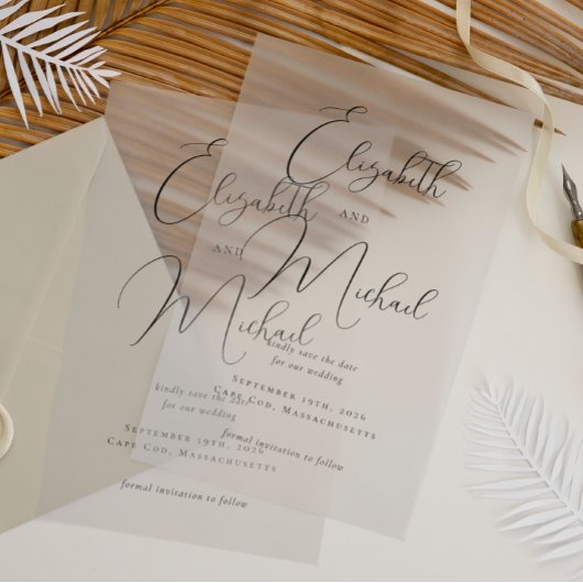 Moderne elegante Kalligraphie Hochzeitsdruckbar Save The Date