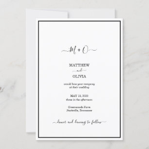 Moderne elegante Kalligraphie Monogram Wedding Einladung