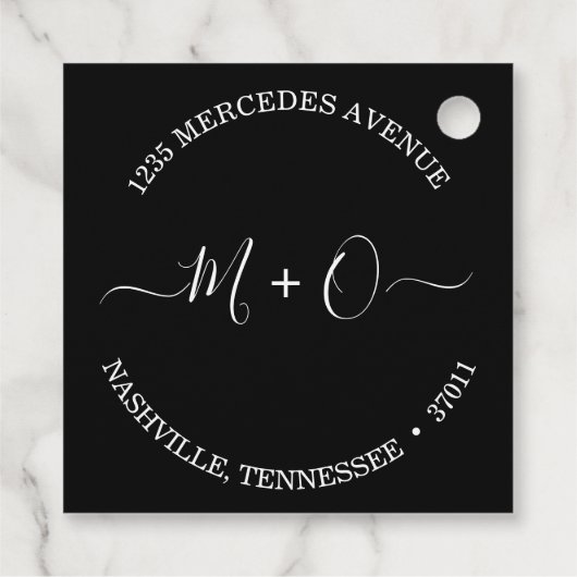 Moderne elegante Kalligraphie Monogram Wedding Geschenkanhänger (Rückseite)