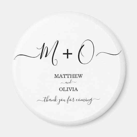 Moderne elegante Kalligraphie Monogram Wedding Magnet (Vorne)
