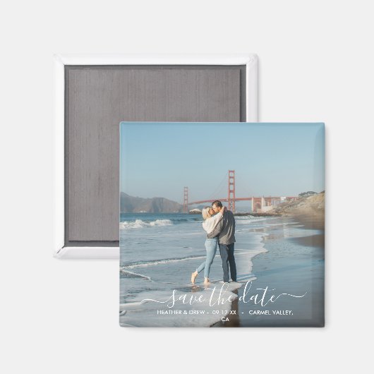 Moderne elegante Kalligraphie Save the Date Weddin Magnet (Vorderseite/Rückseite)