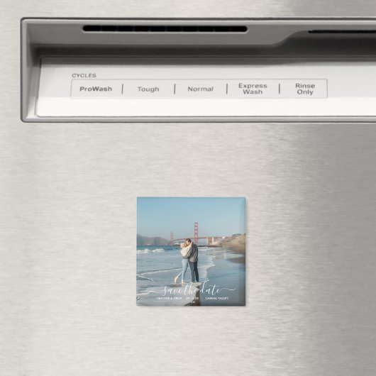 Moderne elegante Kalligraphie Save the Date Weddin Magnet (In Situ (Geschirrspüler))