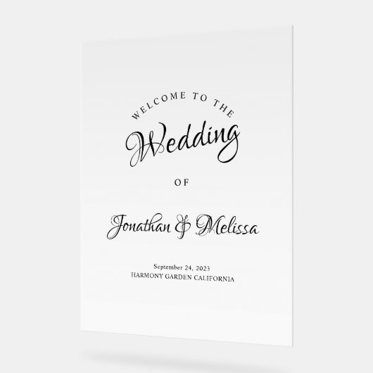 Moderne, elegante Kalligraphie-Script-Hochzeit Wil Acrylschild (Winkel)
