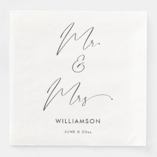 Moderne elegante Kalligraphie Script Mr. and Mrs. Serviette