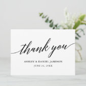 Moderne, elegante Kalligraphie-Skriptereien Dankeskarte (Stehend Vorderseite)