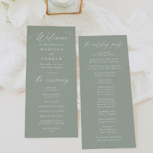 Moderne, elegante Kalligraphie-Szene Grüne Hochzei Programm