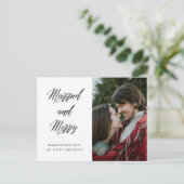 Moderne Elegante Kalligraphie Verheiratet und Merr Postkarte (Stehend Vorderseite)