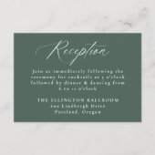 Moderne elegante kalligraphische Grüne Hochzeitsem Begleitkarte (Vorderseite)