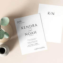Moderne, elegante kalligraphische Hochzeit in Weiß Einladung