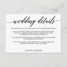 Moderne elegante kalligraphische Hochzeitdetails Begleitkarte