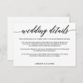 Moderne elegante kalligraphische Hochzeitdetails Begleitkarte (Vorne/Hinten)