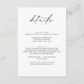 Moderne elegante kalligraphische Hochzeitdetails Begleitkarte (Vorderseite)