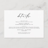 Moderne elegante kalligraphische Hochzeitdetails Begleitkarte (Vorderseite)