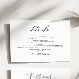 Moderne elegante kalligraphische Hochzeitdetails Begleitkarte