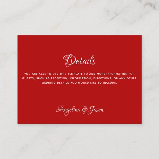 Moderne elegante kalligraphische Hochzeitskarte Begleitkarte (Vorderseite)