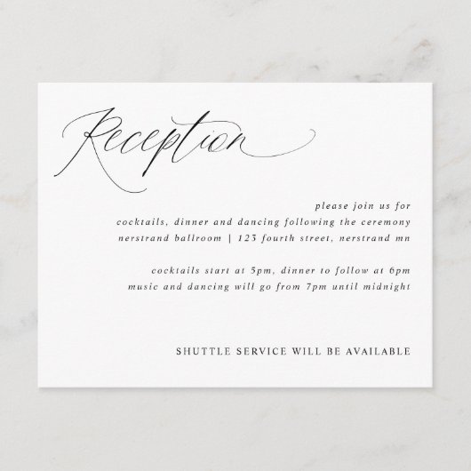 Moderne elegante kalligraphische Hochzeitskarte Begleitkarte (Vorderseite)